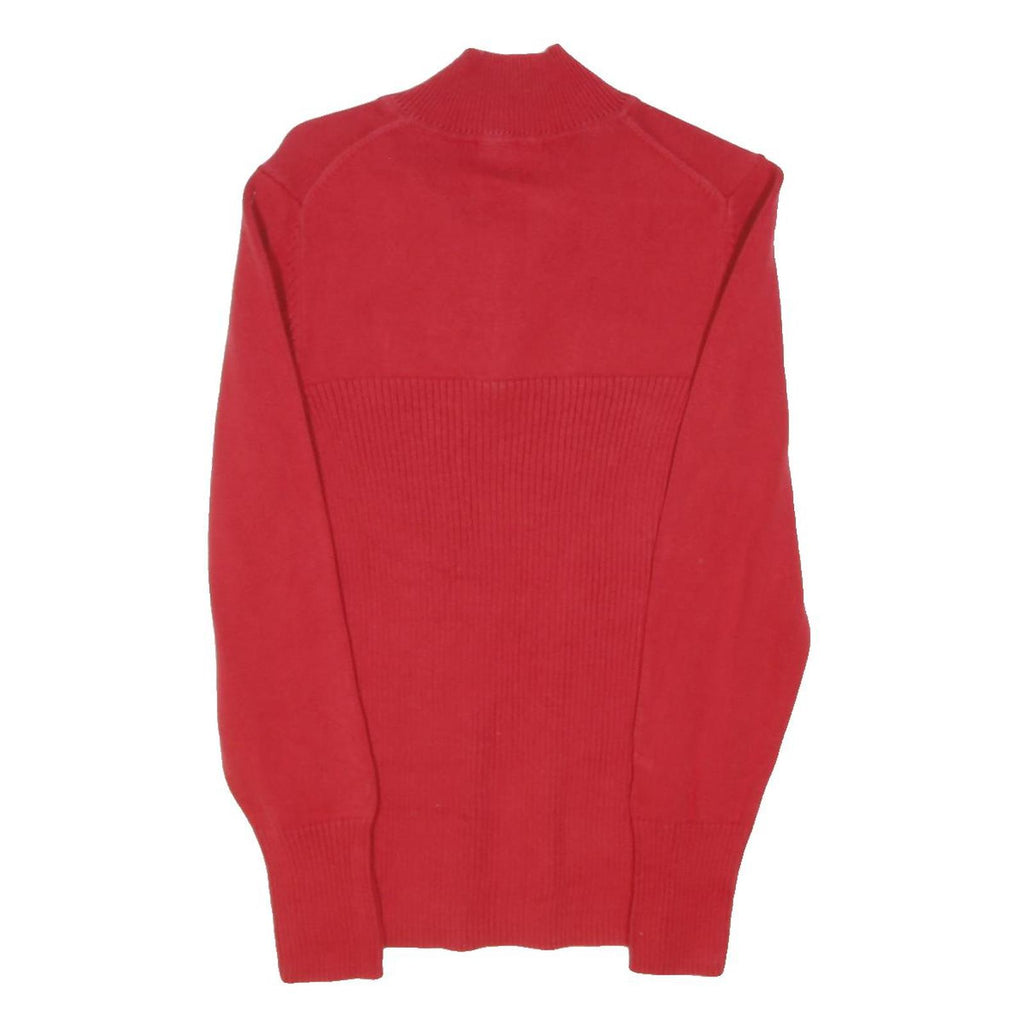 TOMMY HILFIGER Womens Red Patterned Jumper V-Neck Basic Knit L Cotton Blend Logo
