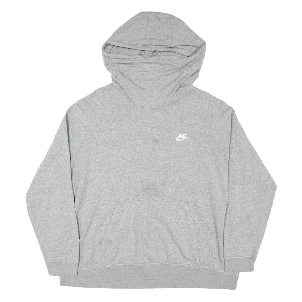 NIKE Womens Grey Hoodie 2XL Cotton Blend Pullover Sweatshirt Casual