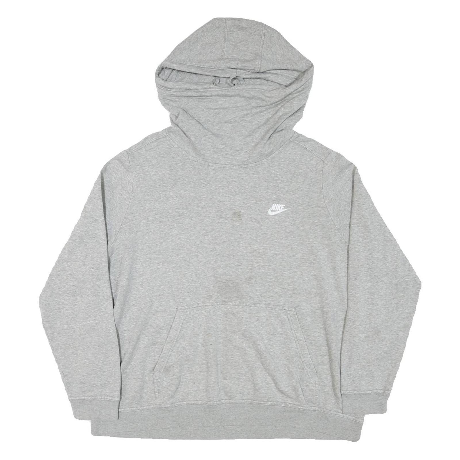 NIKE Womens Grey Hoodie 2XL Cotton Blend Pullover Sweatshirt Casual