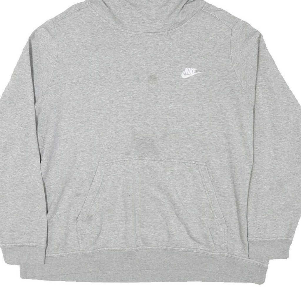 NIKE Womens Grey Hoodie 2XL Cotton Blend Pullover Sweatshirt Casual