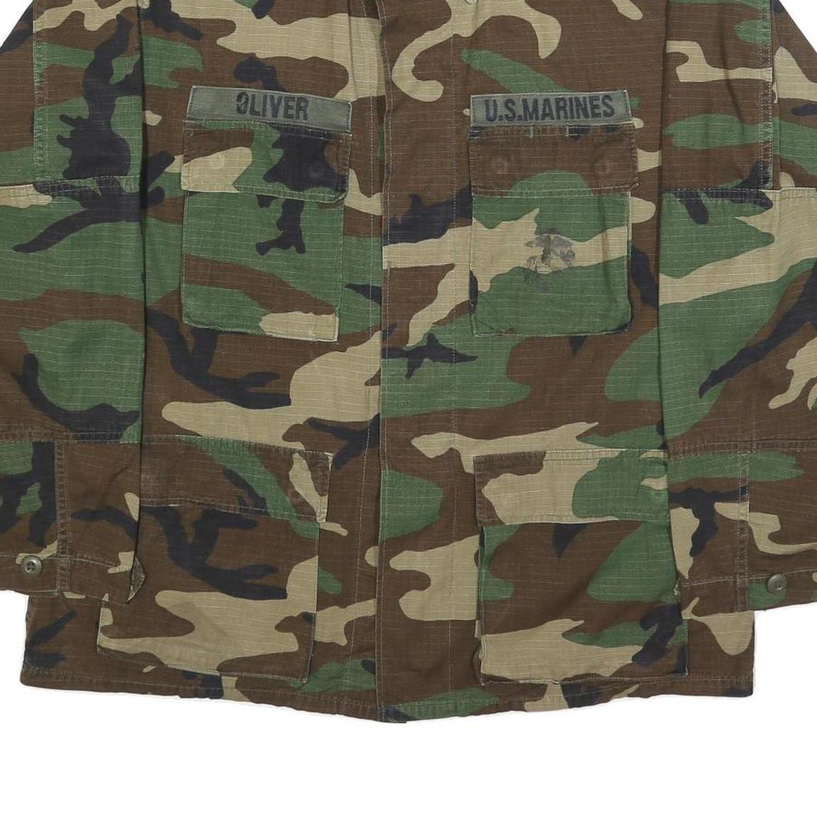 AMERICAN APPAREL Mens Green & Brown Camouflage Military Jacket M Cotton Blend