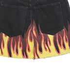 CARMAR Womens Black Flame Print Denim Mini Skirt Cotton Blend XS Edgy Streetwear