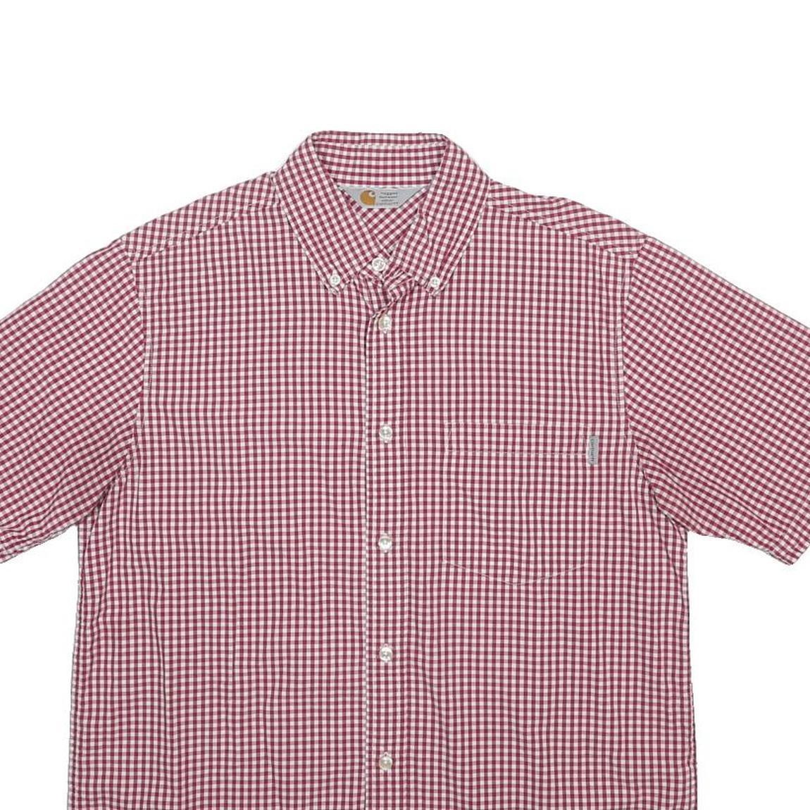 CARHARTT Boys Red & White Check Shirt L Button Down Casual Cotton Blend