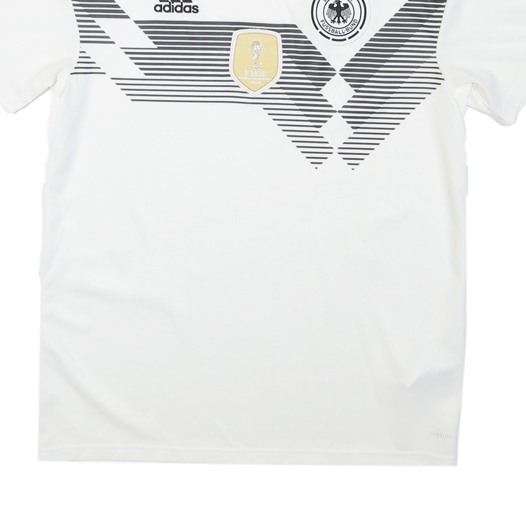 ADIDAS Mens White & Black Football Shirt M Short Sleeve V-Neck Germany Crest