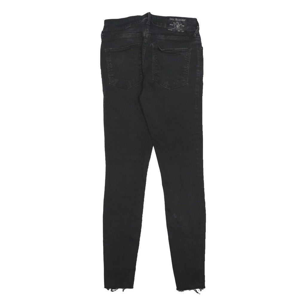 TRUE RELIGION Womens Jeans Black Slim Skinny Denim Medium W27 L28 Raw Edge Zip