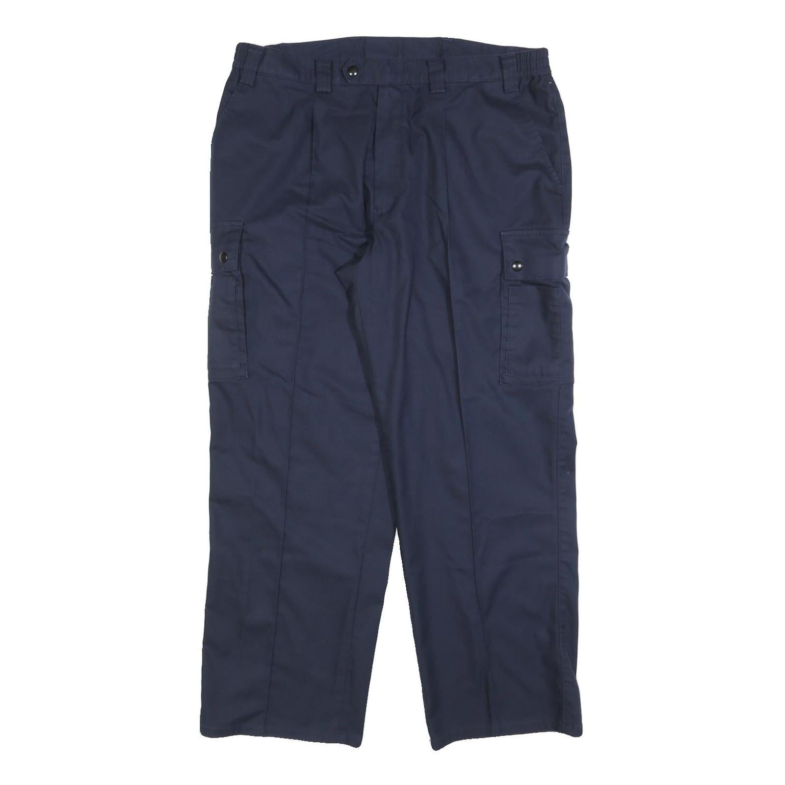 MARSUM Mens Cotton Blend Navy Relaxed Straight Trousers W34 L28 Casual Cargo