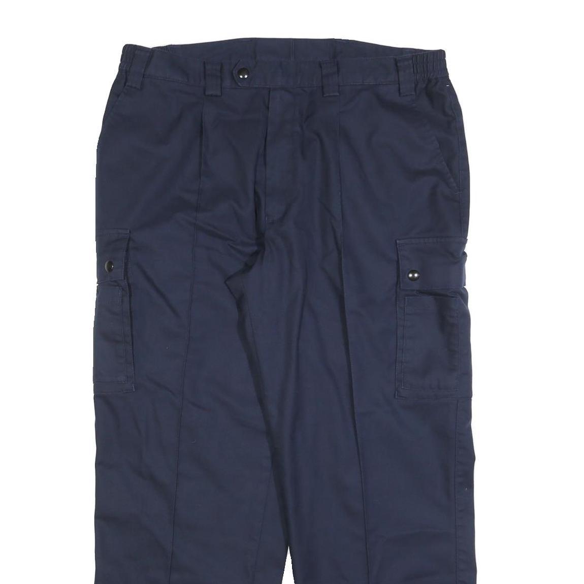 MARSUM Mens Cotton Blend Navy Relaxed Straight Trousers W34 L28 Casual Cargo