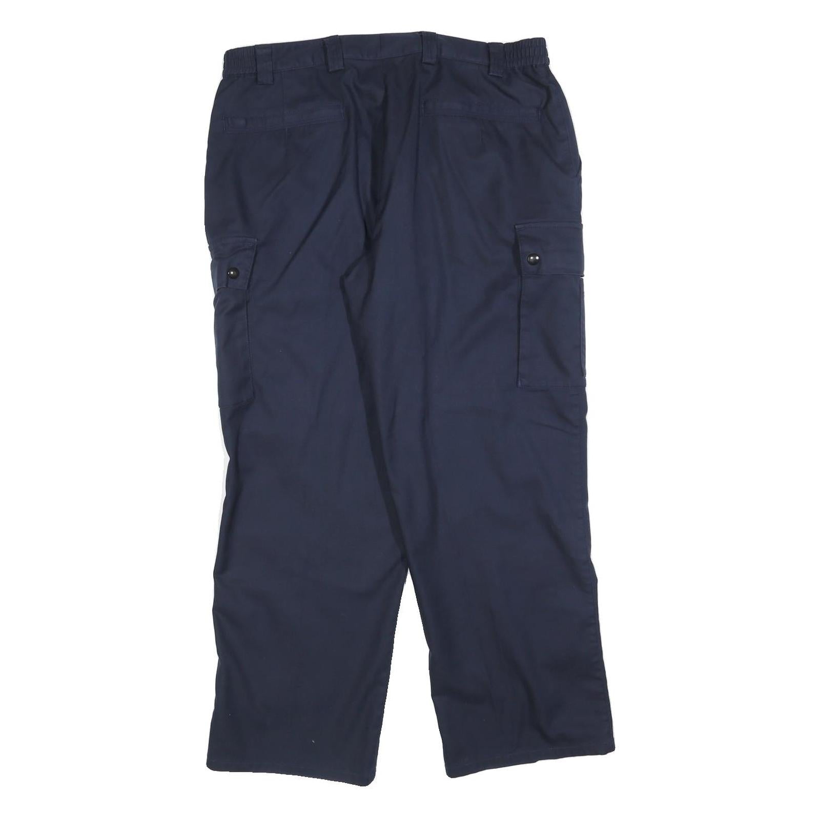 MARSUM Mens Cotton Blend Navy Relaxed Straight Trousers W34 L28 Casual Cargo