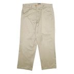 DOCKERS Mens Cotton Beige Regular Straight Trousers W36 L29 Classic Zip Closure