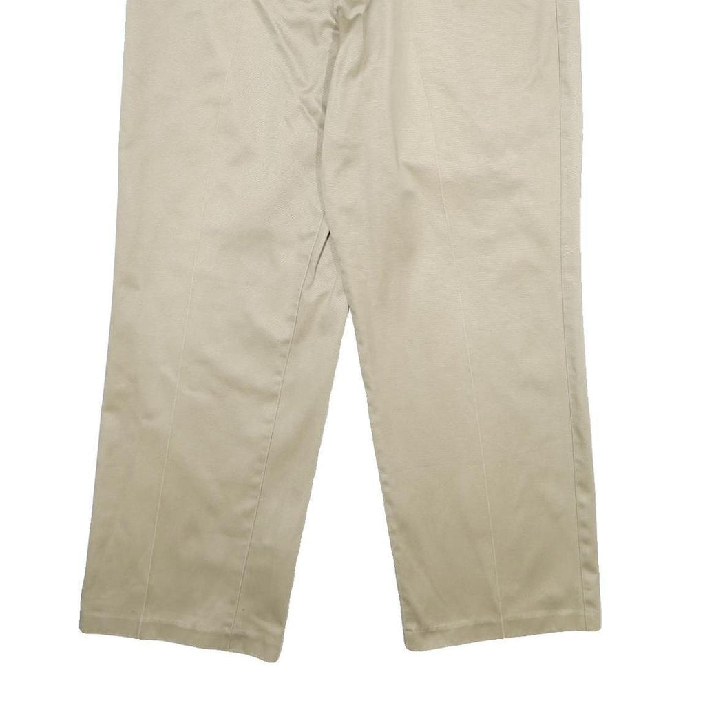 DOCKERS Mens Cotton Beige Regular Straight Trousers W36 L29 Classic Zip Closure