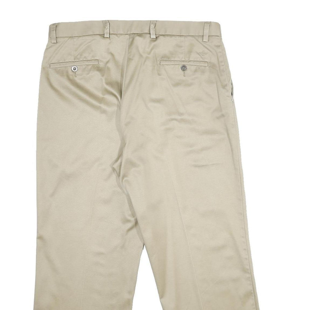 DOCKERS Mens Cotton Beige Regular Straight Trousers W36 L29 Classic Zip Closure