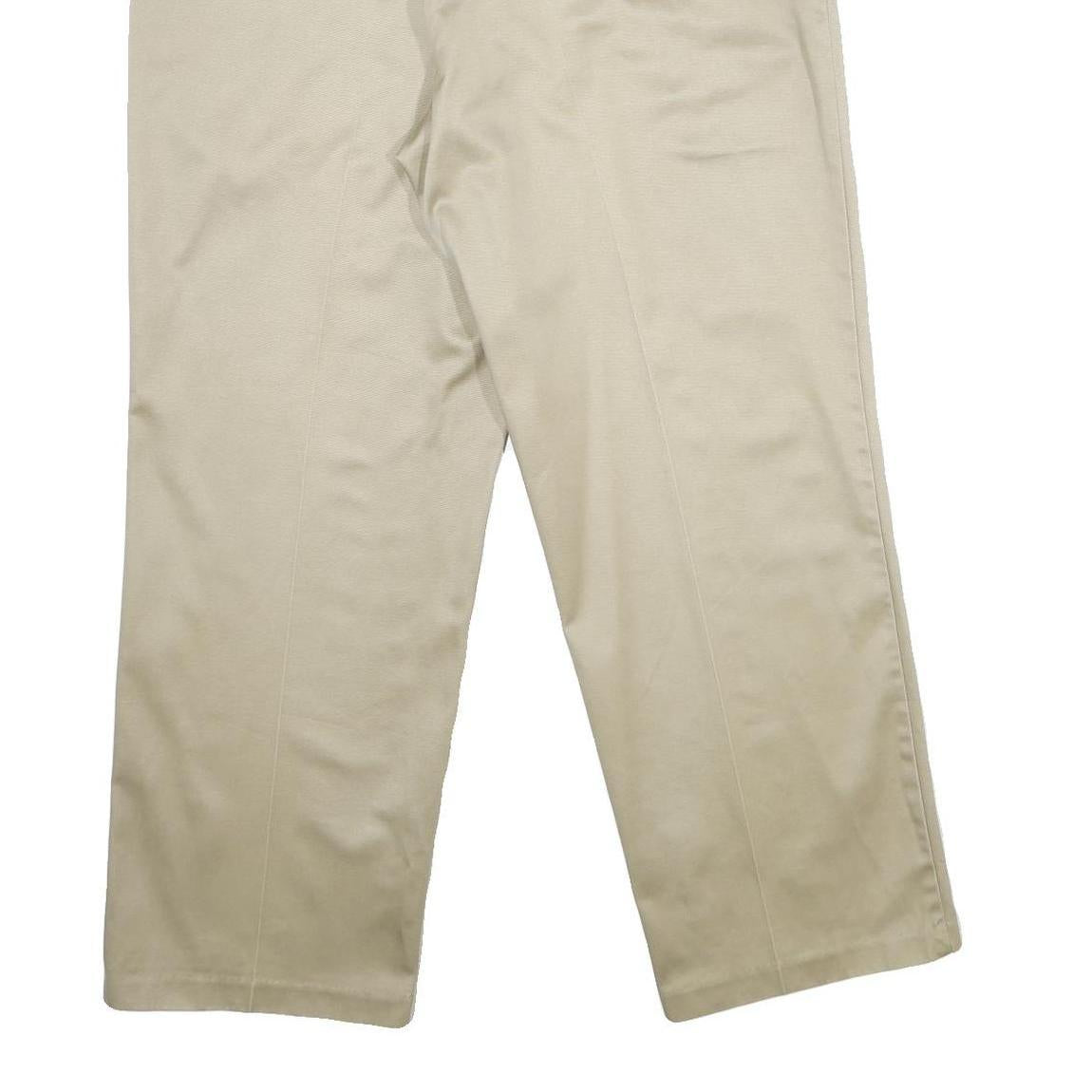 DOCKERS Mens Cotton Beige Regular Straight Trousers W36 L29 Classic Zip Closure