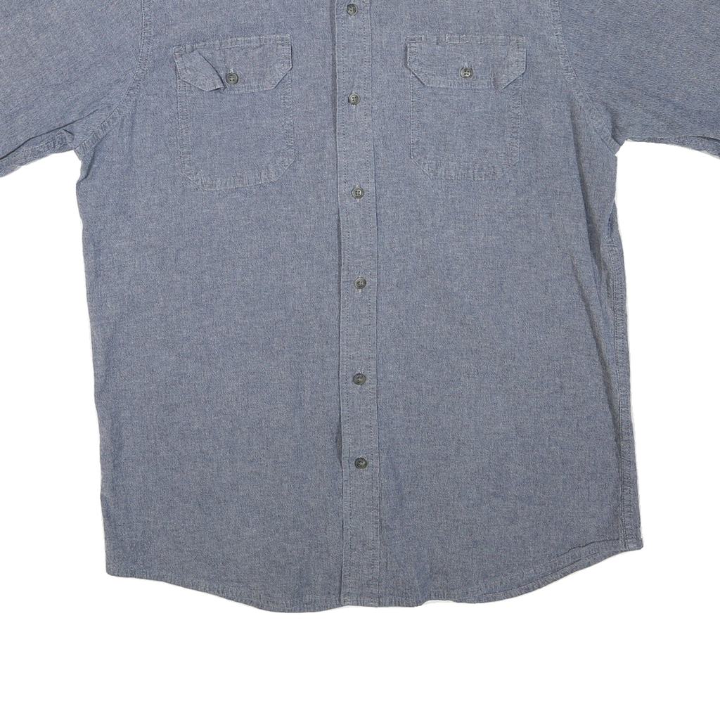 WRANGLER Mens Blue Plain Short Sleeve Shirt L Casual Cotton Blend