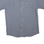 WRANGLER Mens Blue Plain Short Sleeve Shirt L Casual Cotton Blend