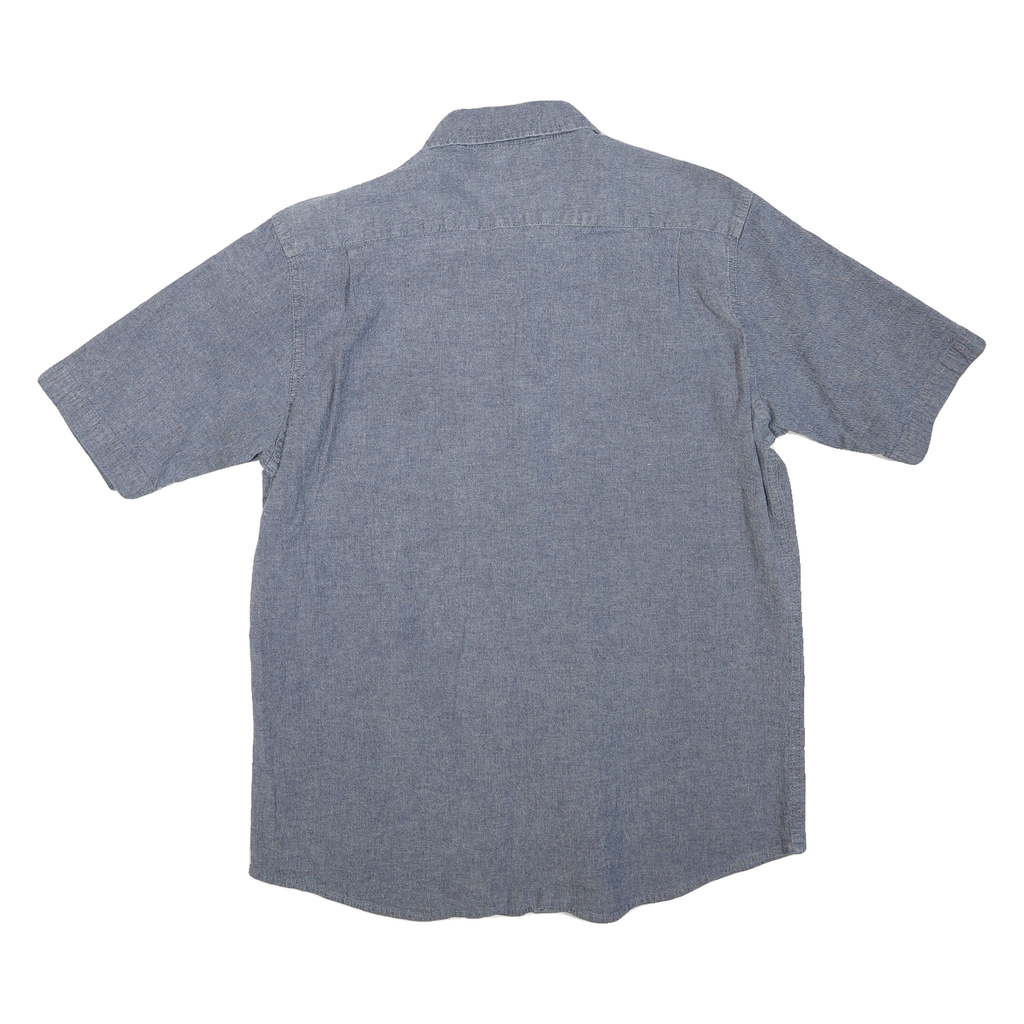 WRANGLER Mens Blue Plain Short Sleeve Shirt L Casual Cotton Blend