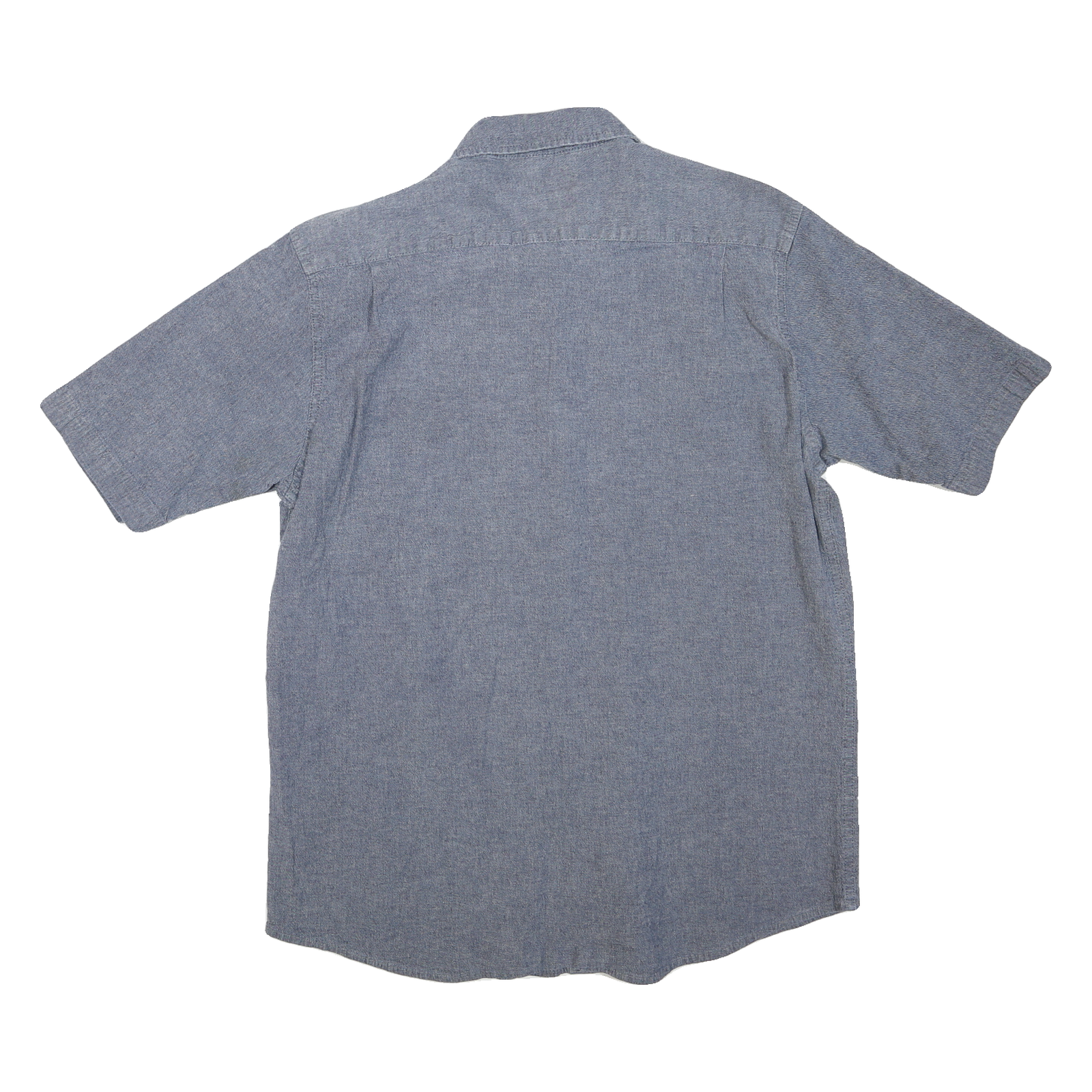 WRANGLER Mens Blue Plain Short Sleeve Shirt L Casual Cotton Blend