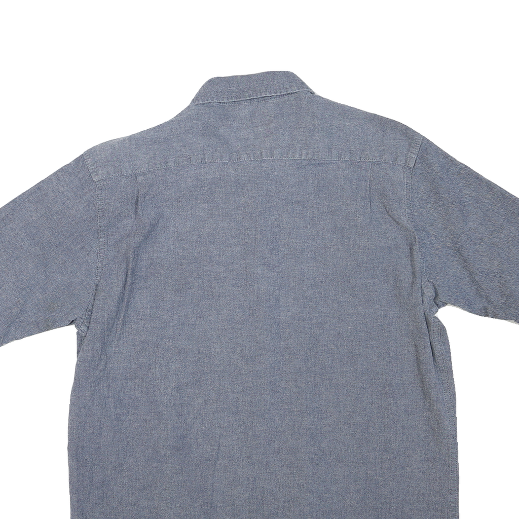 WRANGLER Mens Blue Plain Short Sleeve Shirt L Casual Cotton Blend