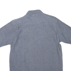 WRANGLER Mens Blue Plain Short Sleeve Shirt L Casual Cotton Blend