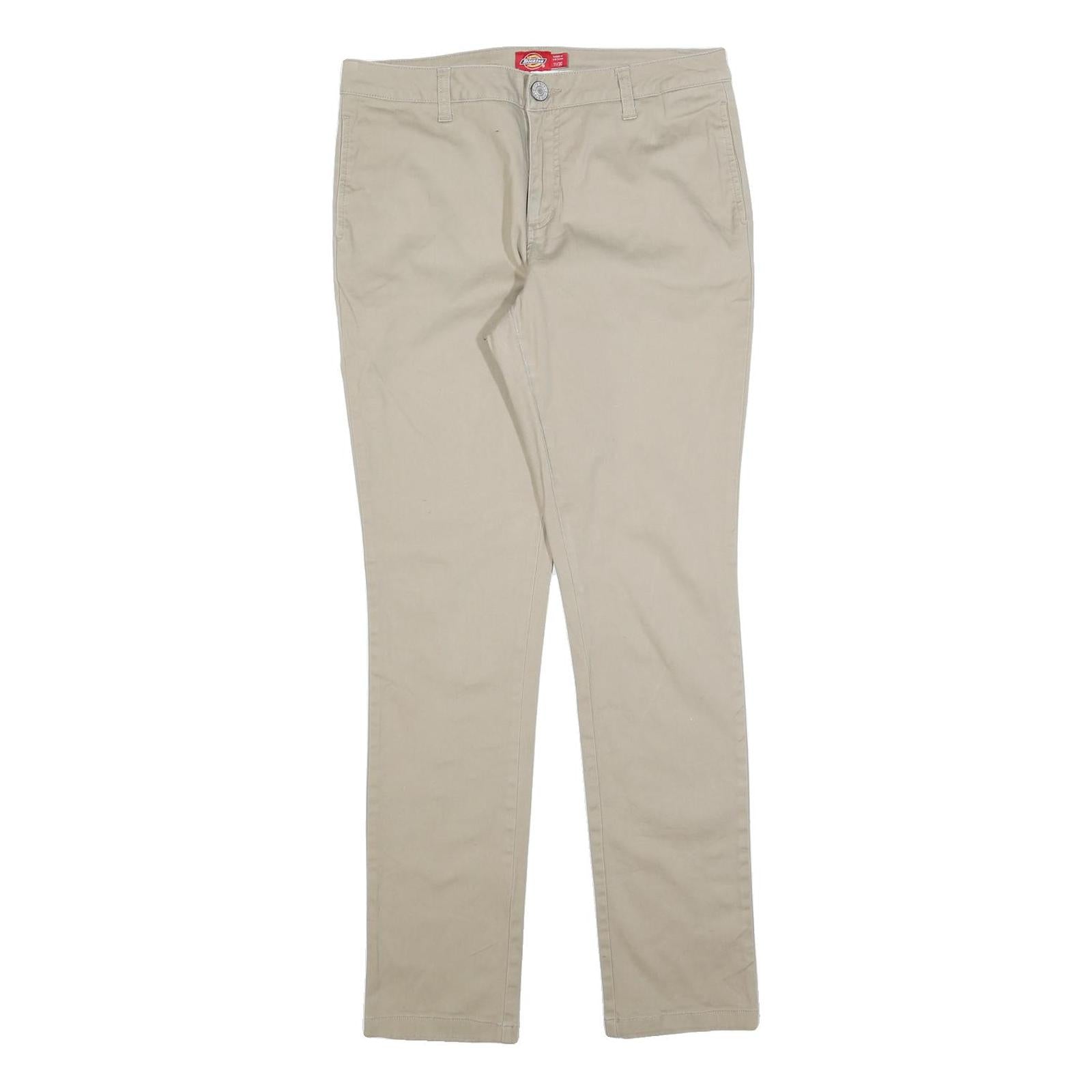 DICKIES Womens Cotton Blend Beige Slim Tapered Trousers W32 L30 Casual Workwear
