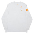CARHARTT Mens Grey & Orange Graphic T-Shirt XL Long Sleeve Crew Neck Workwear