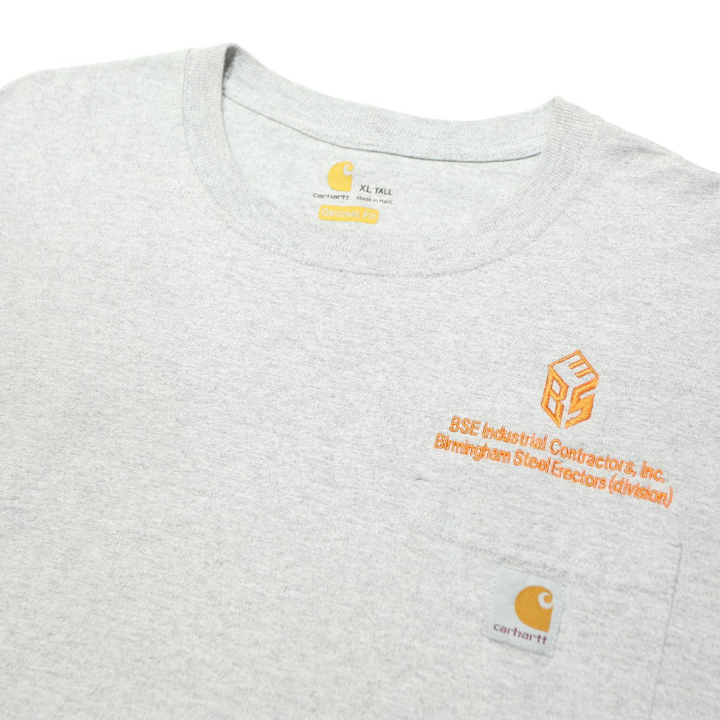 CARHARTT Mens Grey & Orange Graphic T-Shirt XL Long Sleeve Crew Neck Workwear