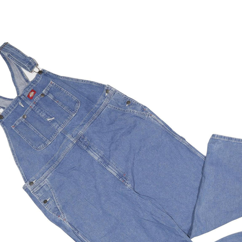 DICKIES Mens Blue Denim Dungarees Loose Cotton L W42 L31 Workwear Classic