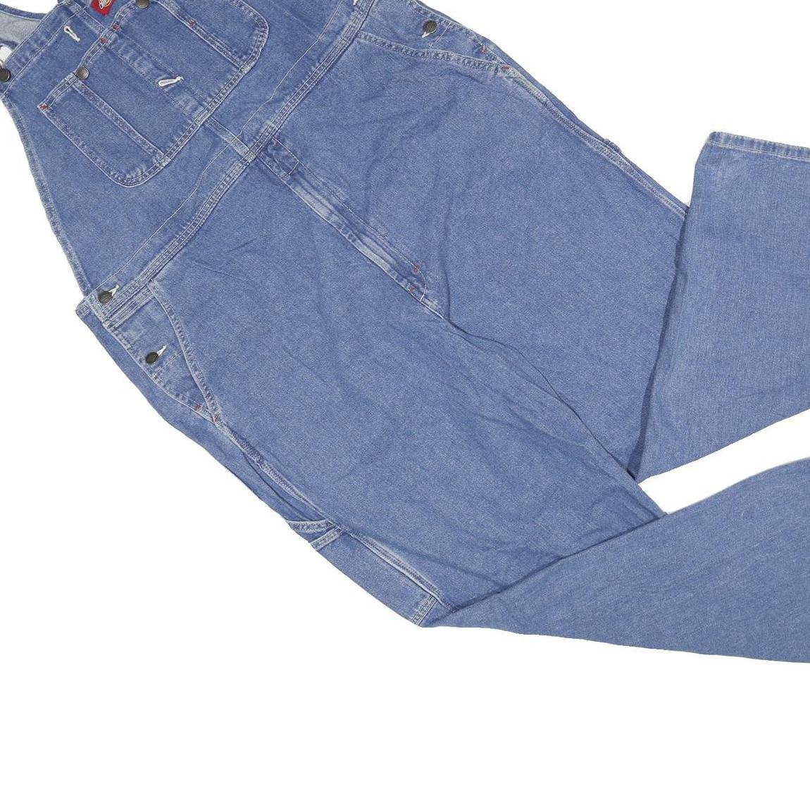 DICKIES Mens Blue Denim Dungarees Loose Cotton L W42 L31 Workwear Classic