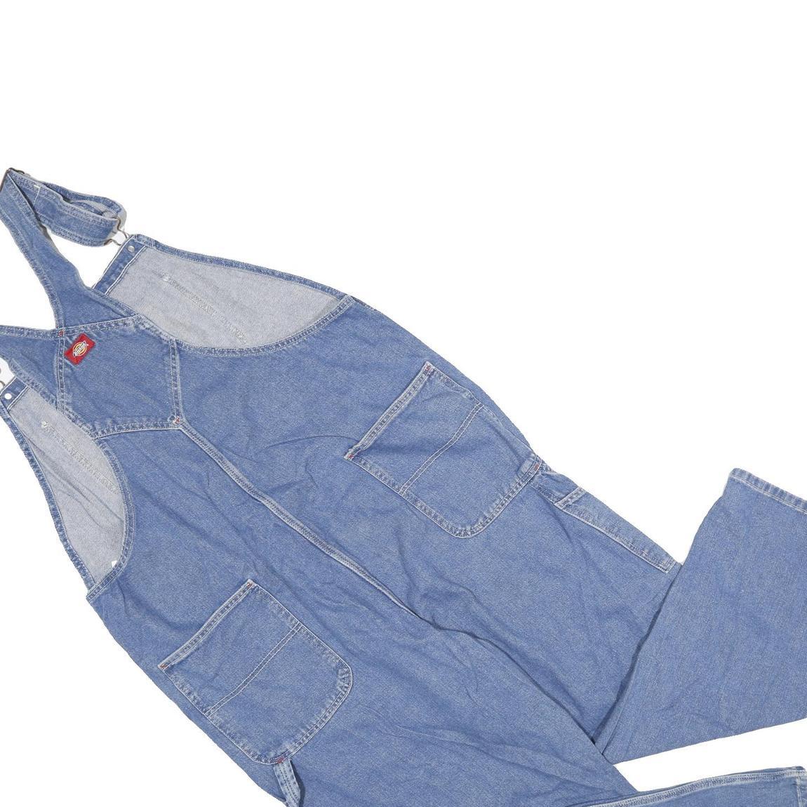 DICKIES Mens Blue Denim Dungarees Loose Cotton L W42 L31 Workwear Classic