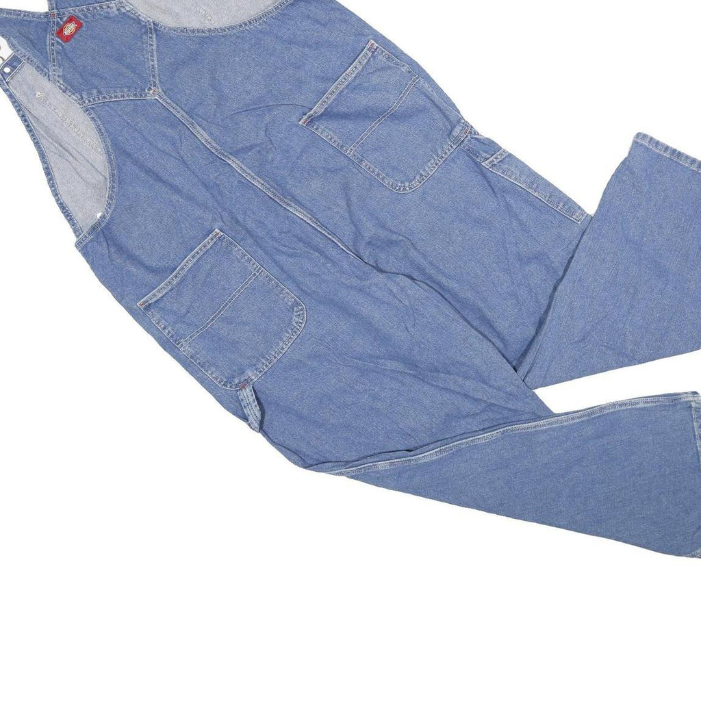 DICKIES Mens Blue Denim Dungarees Loose Cotton L W42 L31 Workwear Classic