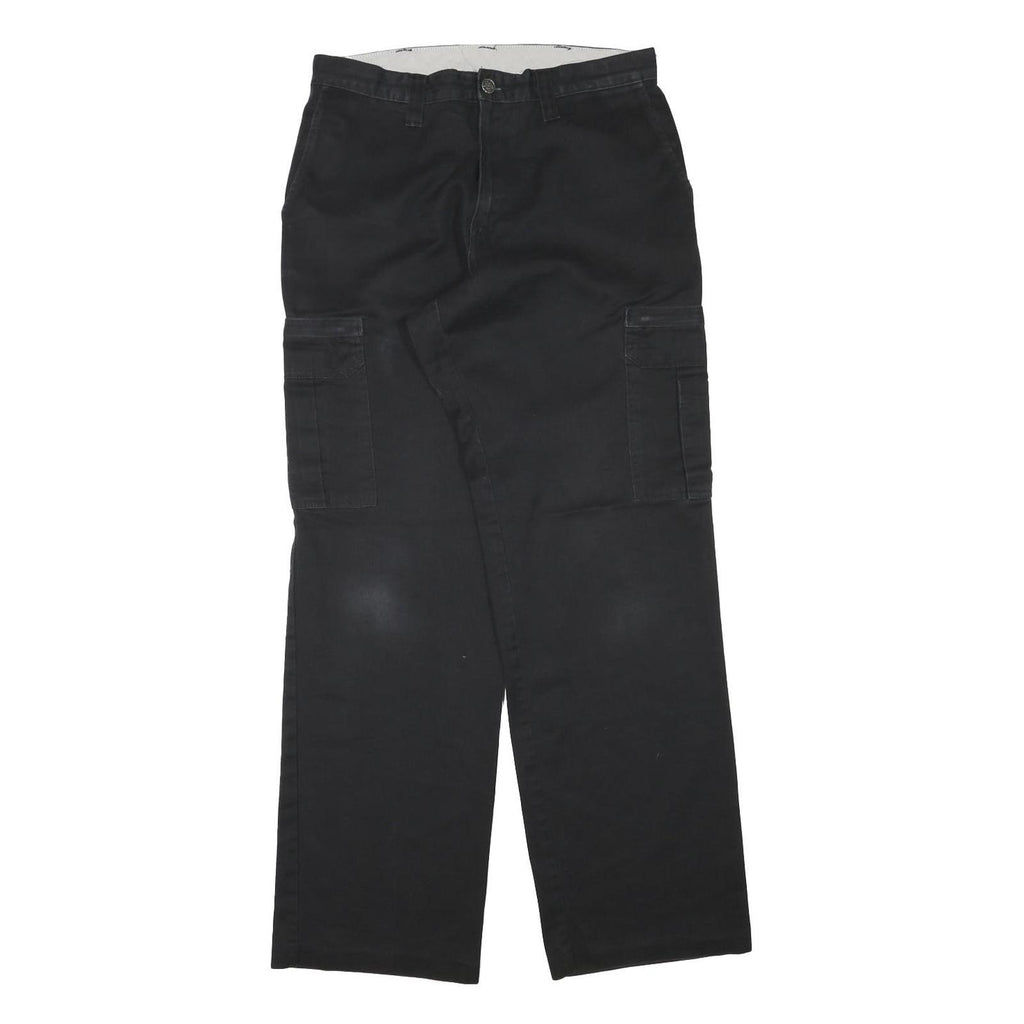 DICKIES Mens Cotton Blend Black Regular Straight Trousers W31 L32 Workwear Zip
