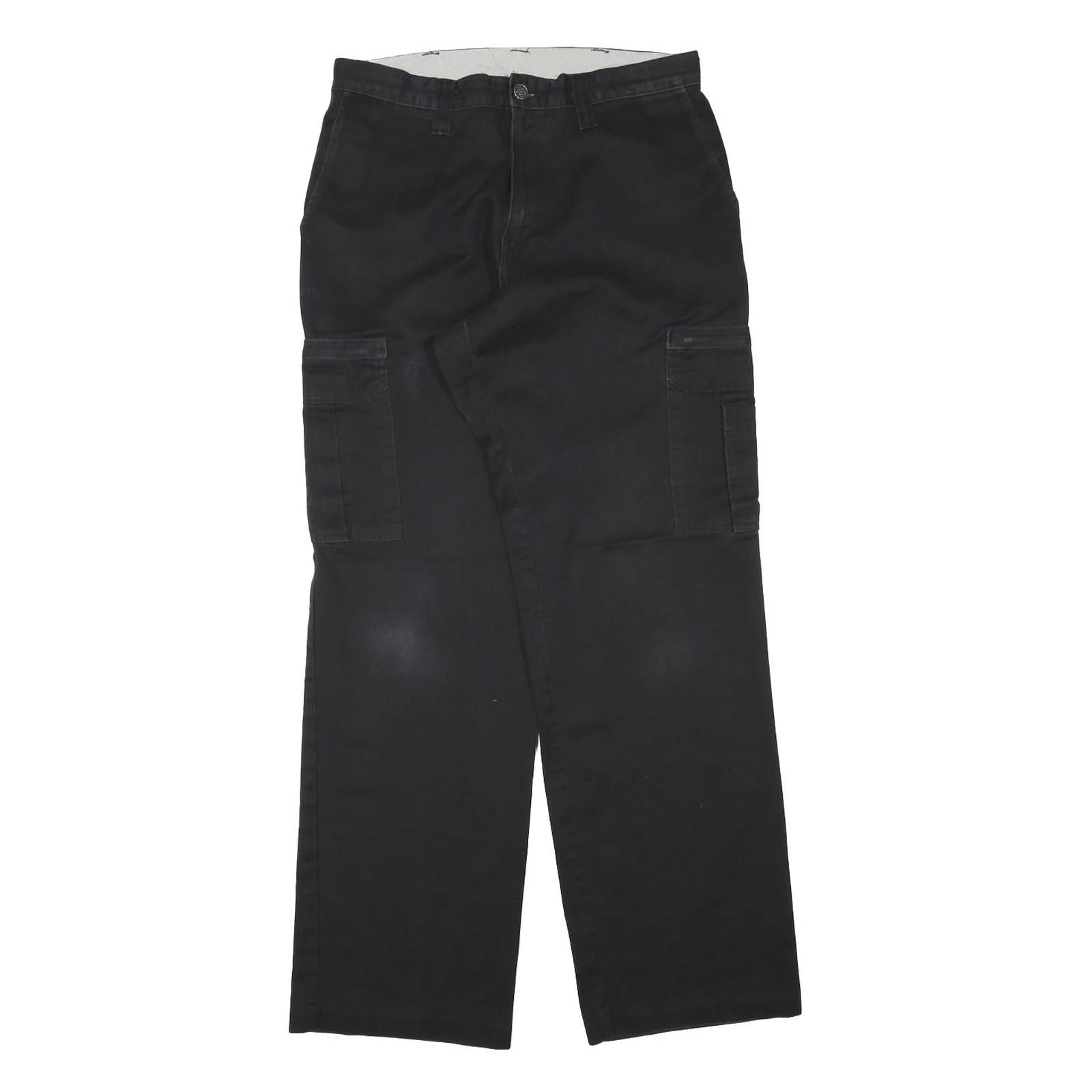 DICKIES Mens Cotton Blend Black Regular Straight Trousers W31 L32 Workwear Zip