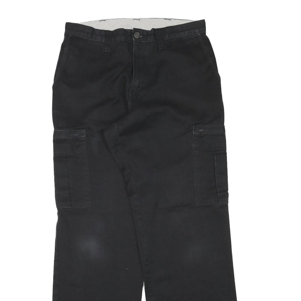 DICKIES Mens Cotton Blend Black Regular Straight Trousers W31 L32 Workwear Zip