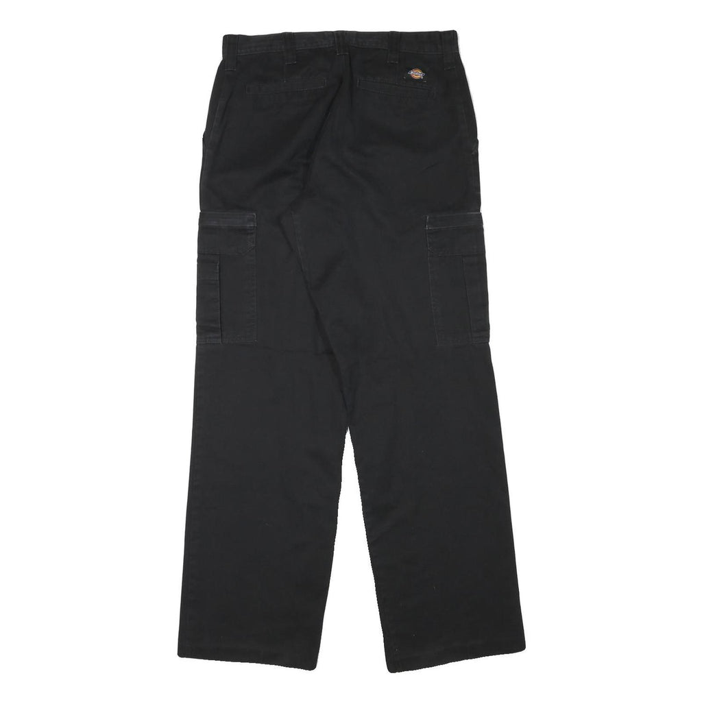 DICKIES Mens Cotton Blend Black Regular Straight Trousers W31 L32 Workwear Zip