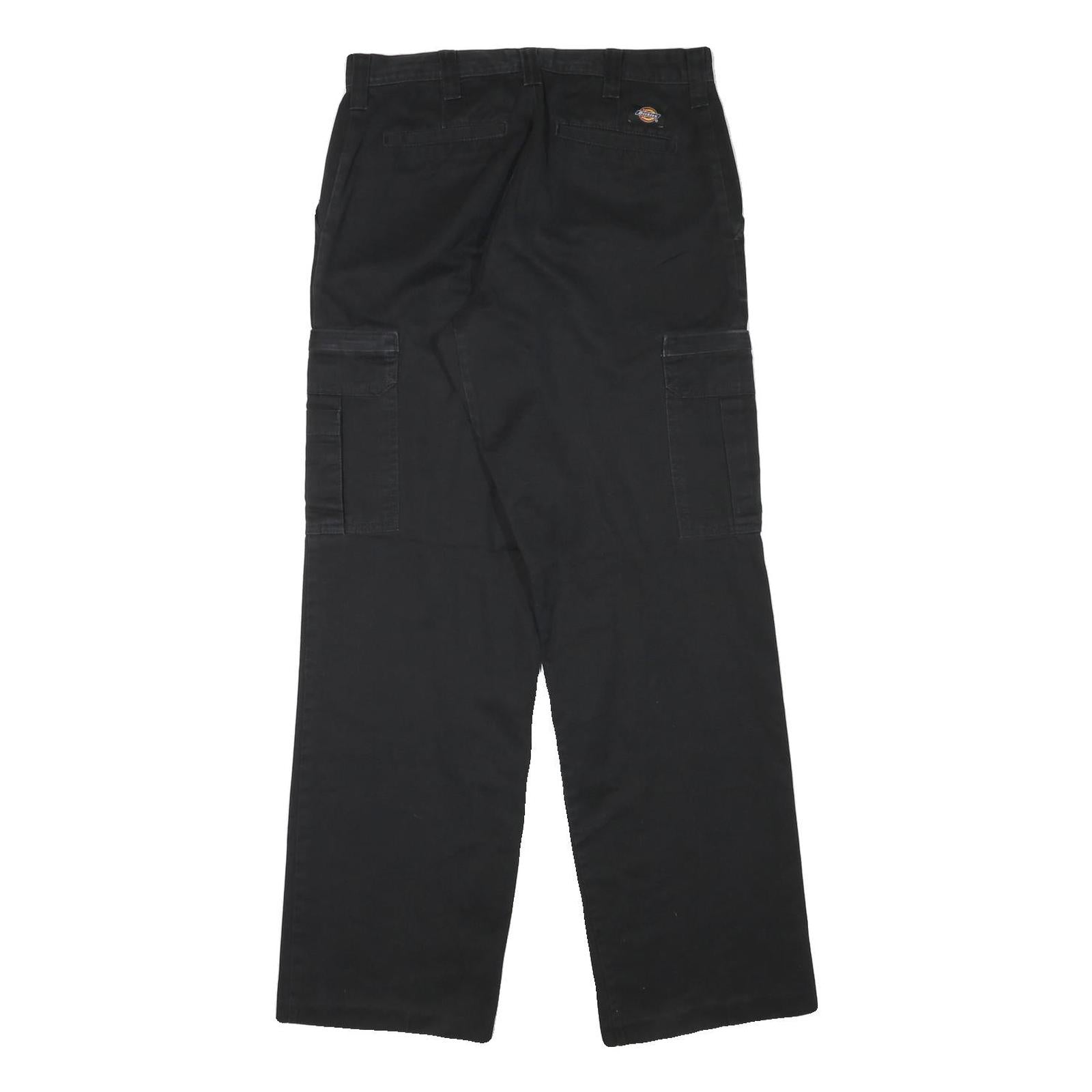 DICKIES Mens Cotton Blend Black Regular Straight Trousers W31 L32 Workwear Zip