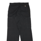 DICKIES Mens Cotton Blend Black Regular Straight Trousers W31 L32 Workwear Zip