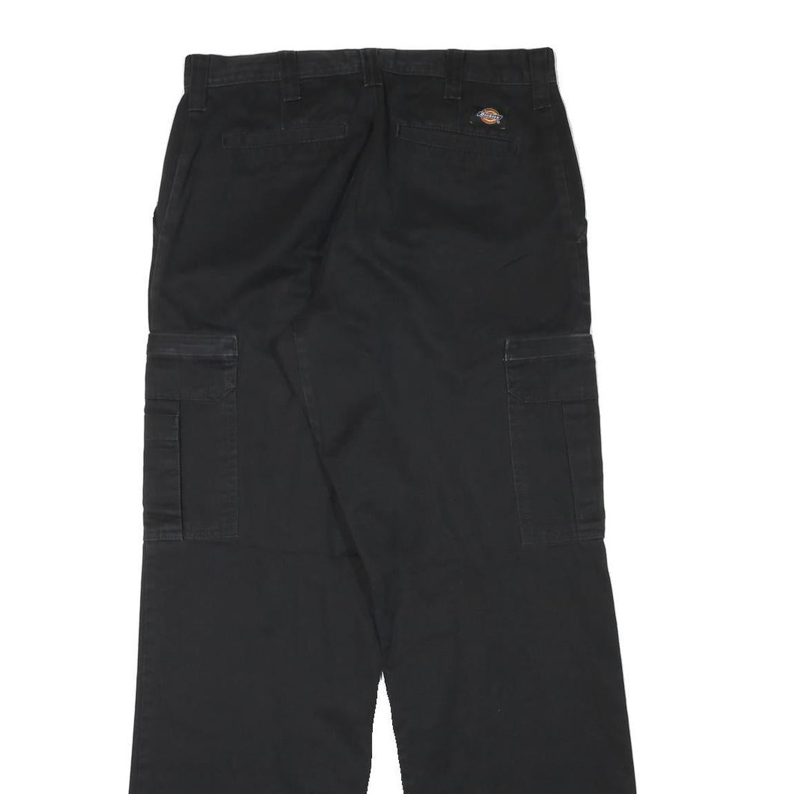 DICKIES Mens Cotton Blend Black Regular Straight Trousers W31 L32 Workwear Zip