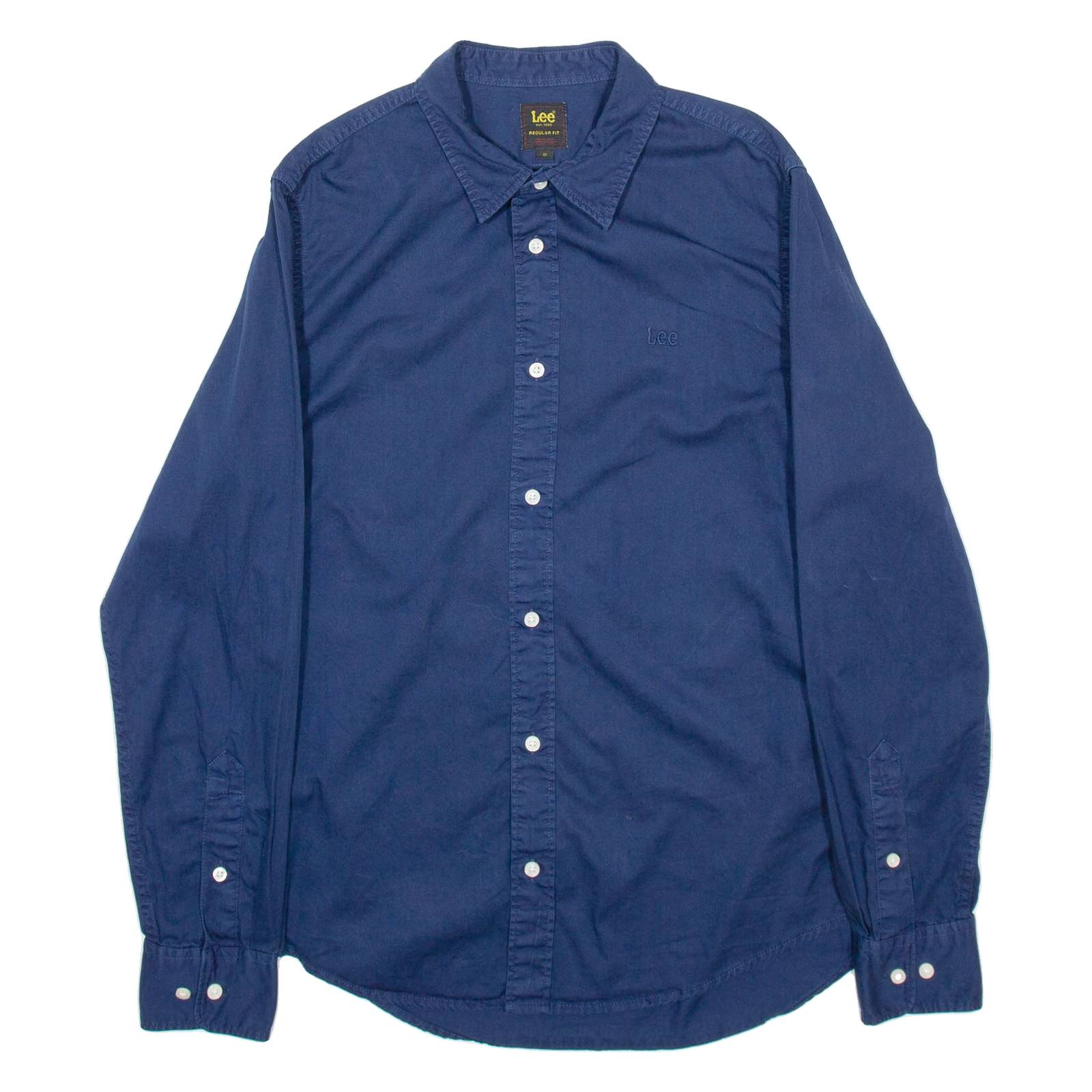 LEE Mens Plain Shirt Blue Long Sleeve M