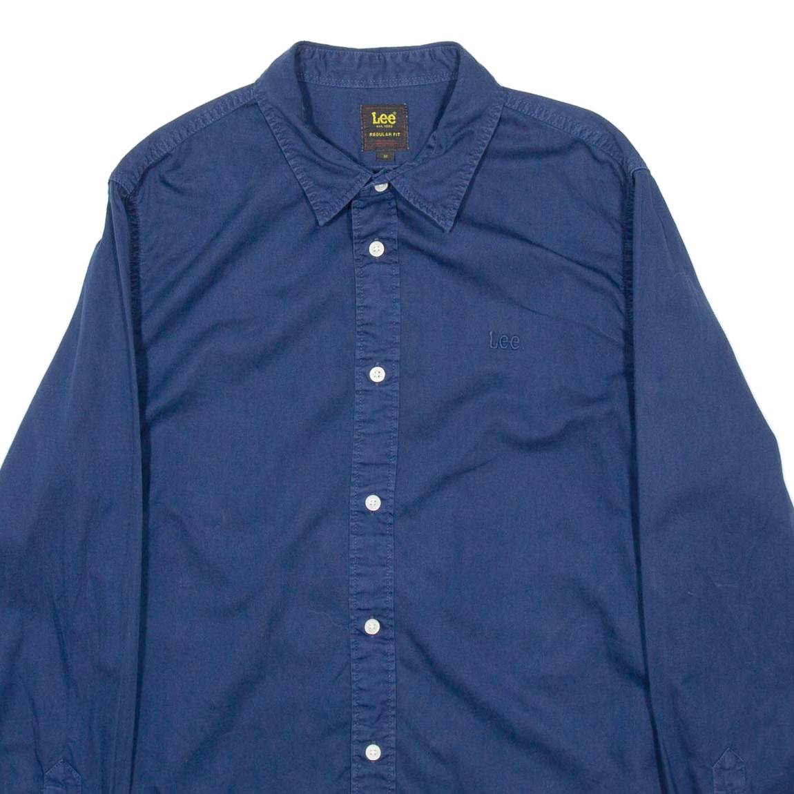 LEE Mens Plain Shirt Blue Long Sleeve M