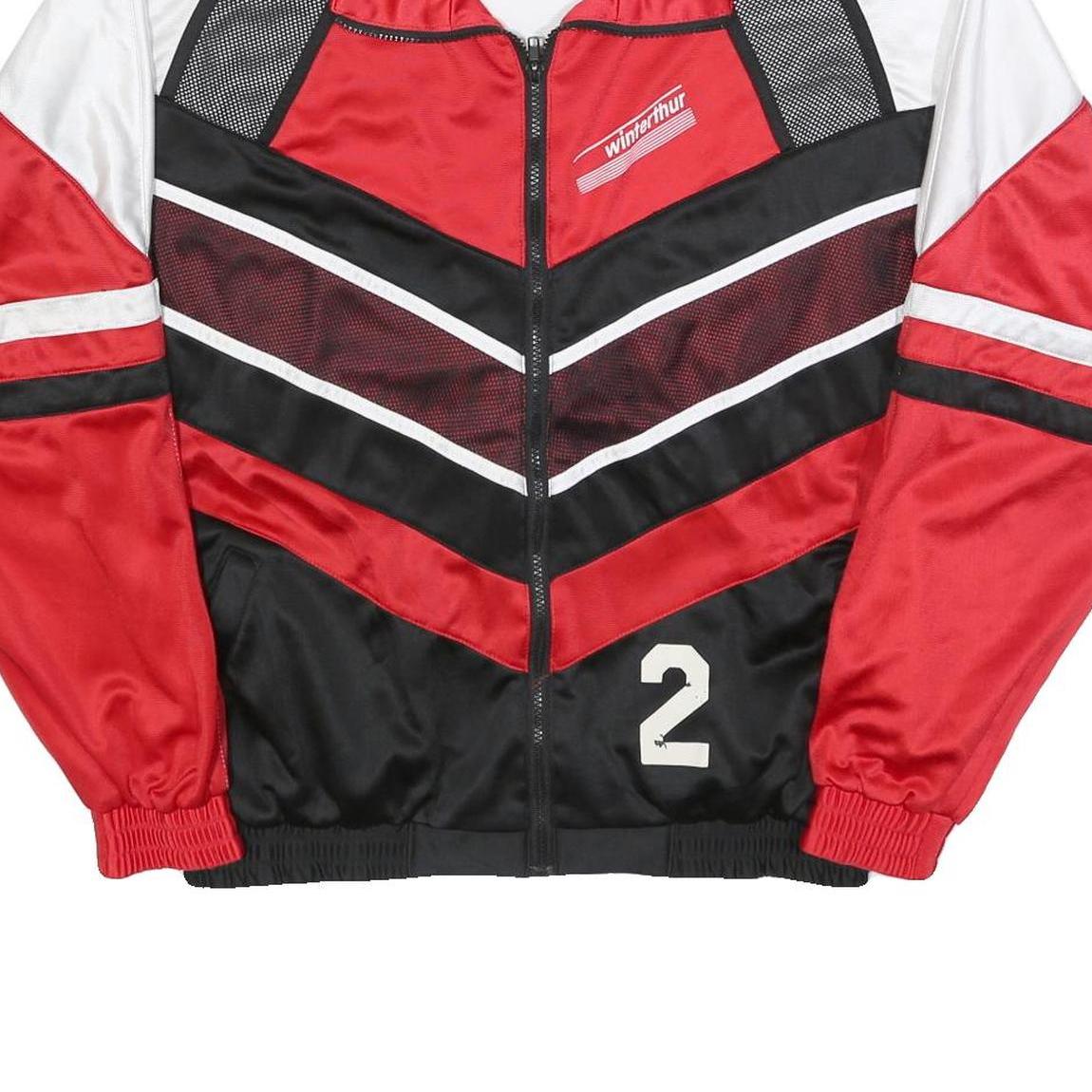 TRO Mens Red & Black Zip Jacket M Polyester Blend Sports Racing Retro Style