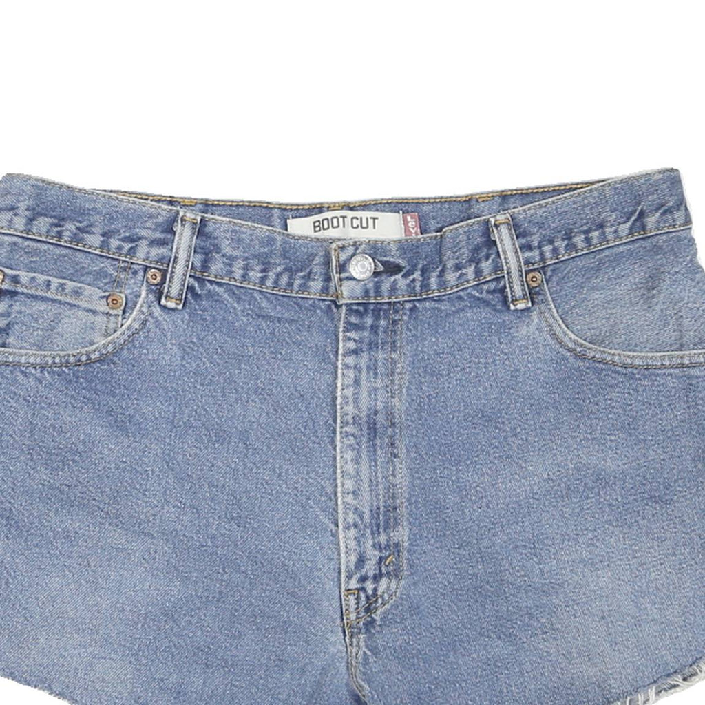 LEVI'S Womens Denim Blue Bootcut Shorts L W36 Casual Cotton Blend