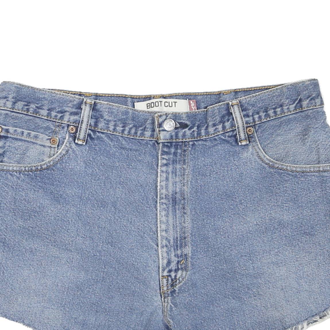 LEVI'S Womens Denim Blue Bootcut Shorts L W36 Casual Cotton Blend