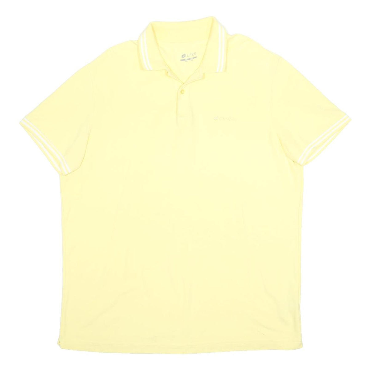 LOTTO Mens Yellow Short Sleeve Plain 2XL Cotton Polo Shirt Tipped Collar