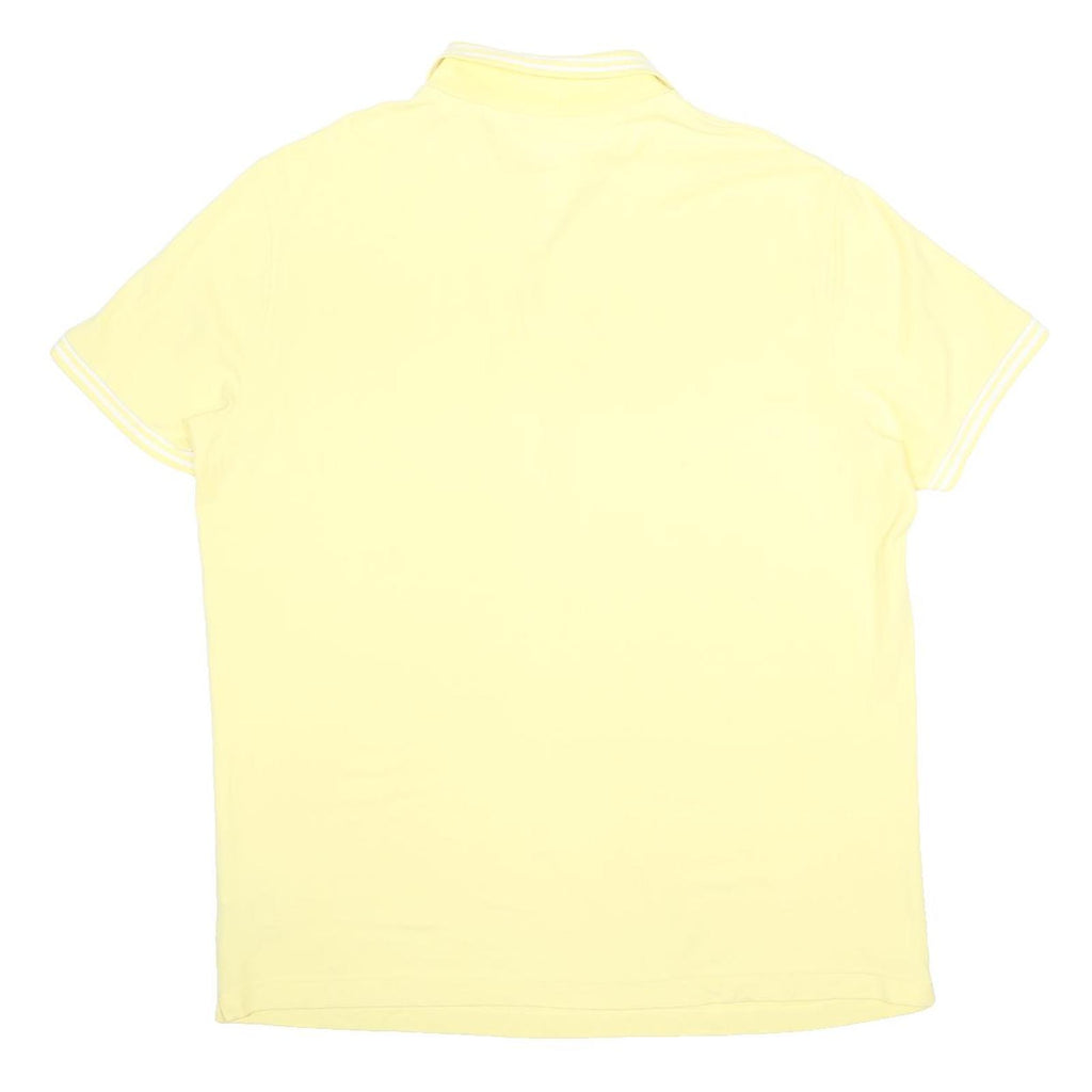 LOTTO Mens Yellow Short Sleeve Plain 2XL Cotton Polo Shirt Tipped Collar