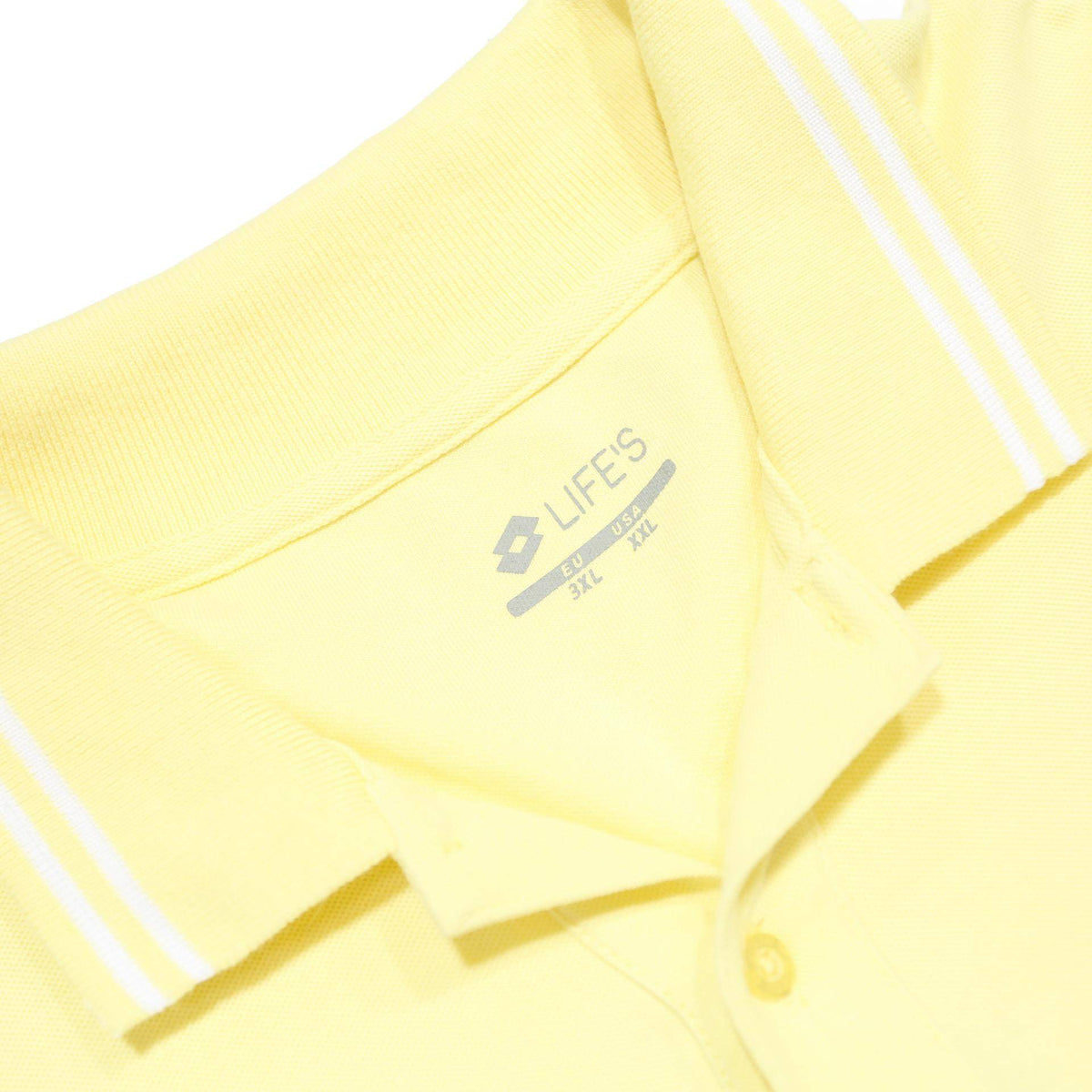 LOTTO Mens Yellow Short Sleeve Plain 2XL Cotton Polo Shirt Tipped Collar