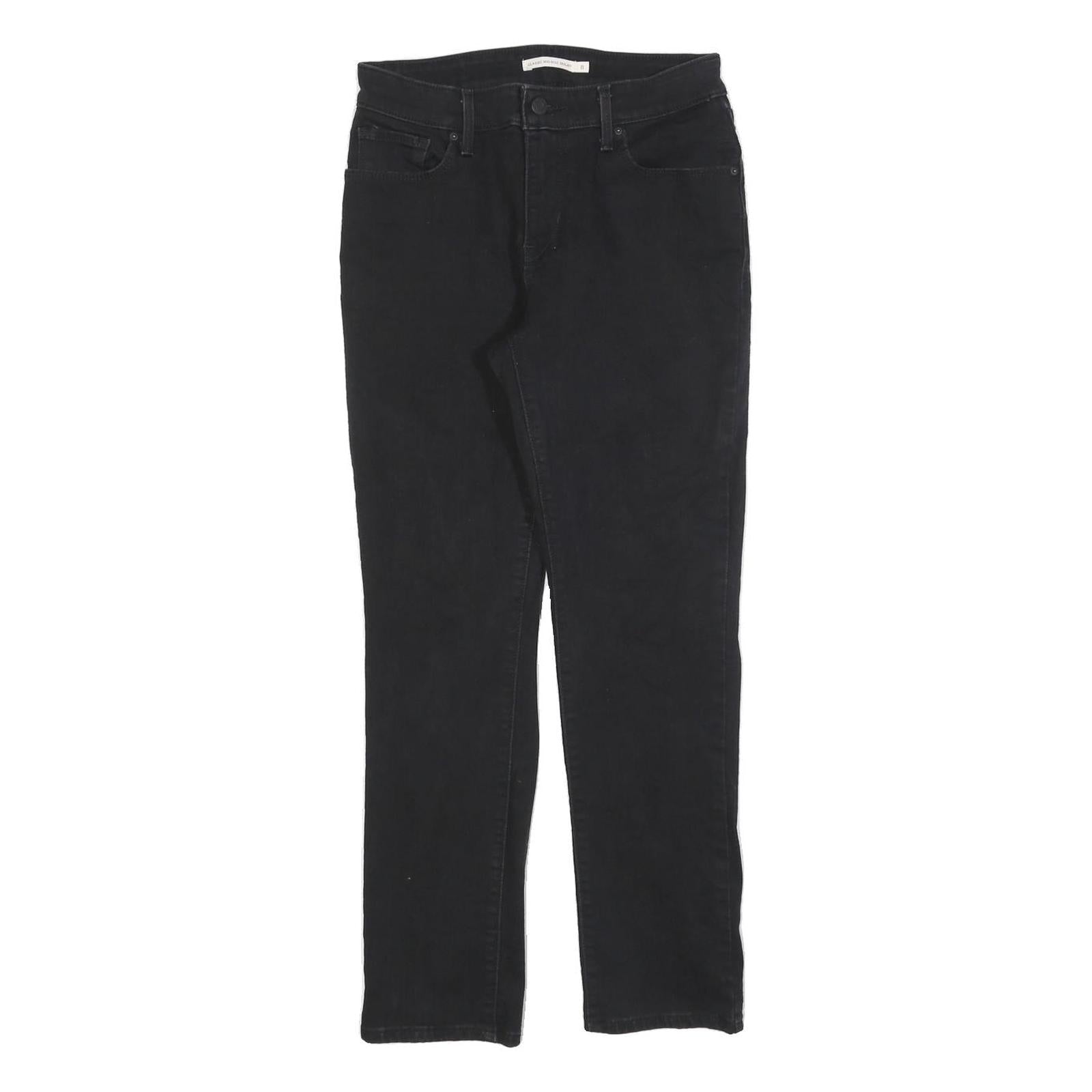 LEVI'S Womens Black Regular Fit Straight Denim Jeans W29 L28 Zip Pocket