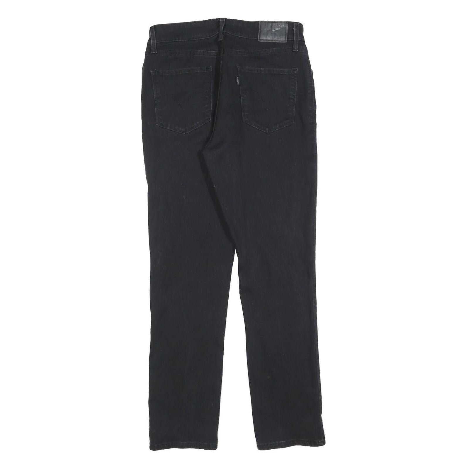 LEVI'S Womens Black Regular Fit Straight Denim Jeans W29 L28 Zip Pocket