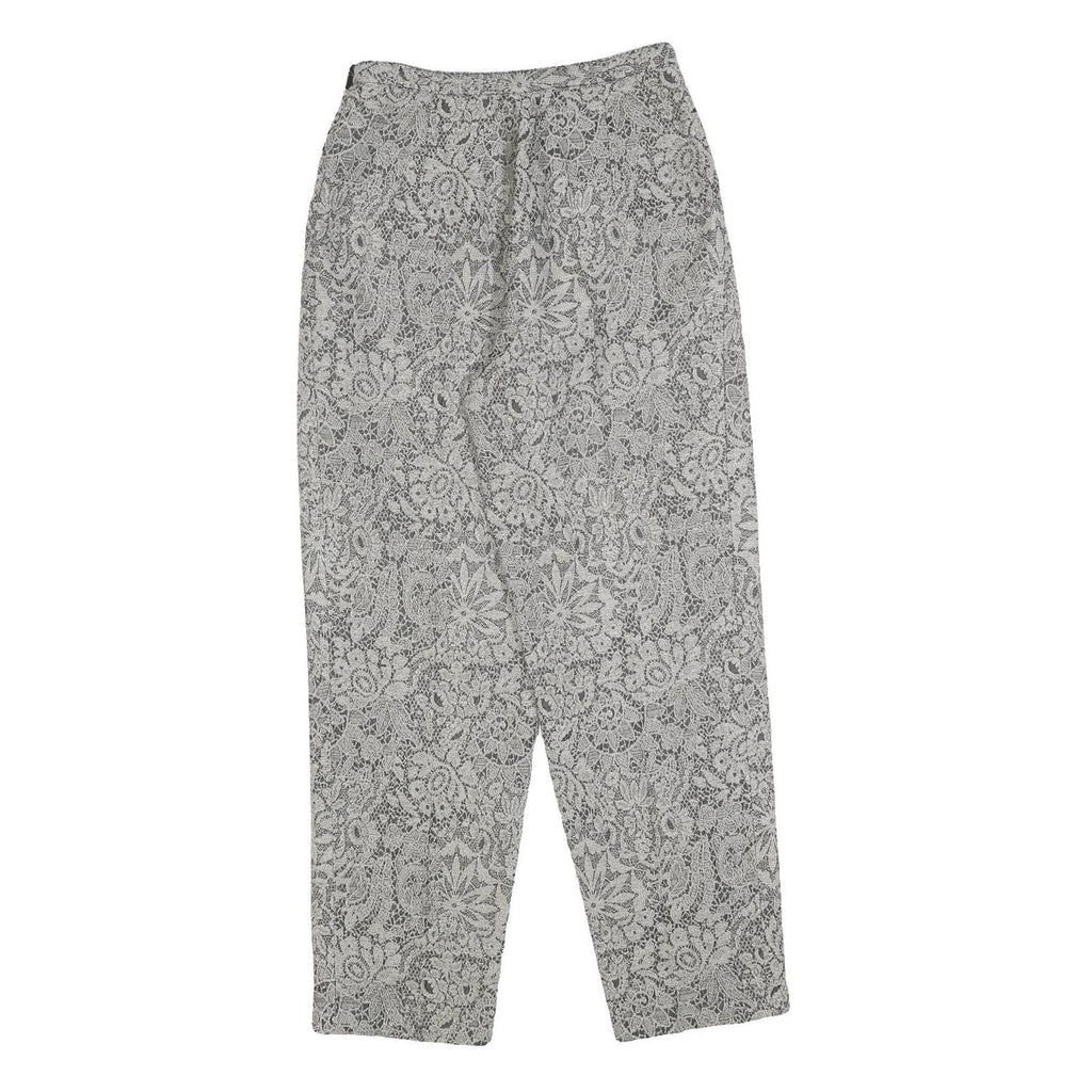 Womens Relaxed Grey Lace Pattern Trousers W28 L30 Lightweight Zip Closure