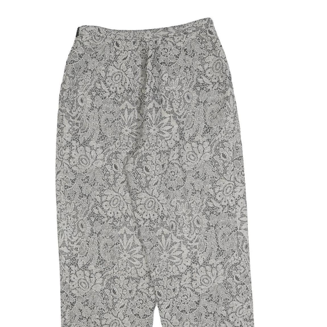 Womens Relaxed Grey Lace Pattern Trousers W28 L30 Lightweight Zip Closure