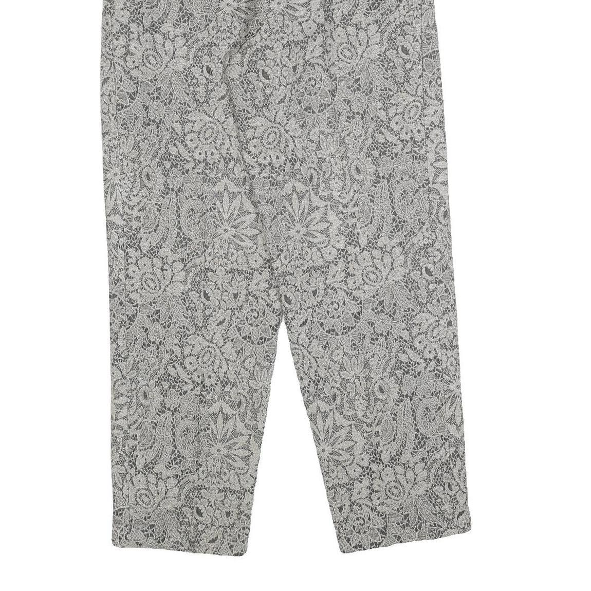 Womens Relaxed Grey Lace Pattern Trousers W28 L30 Lightweight Zip Closure