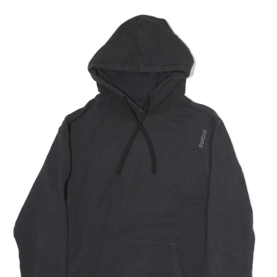 REEBOK Mens Black Hoodie Pullover M Sports Casual Cotton Sweatshirt